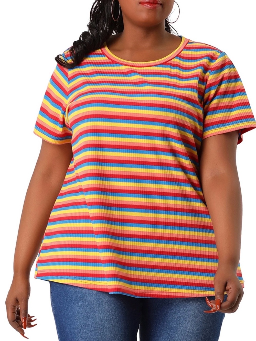 Women’s Multicolor Striped Short Sleeve Tee